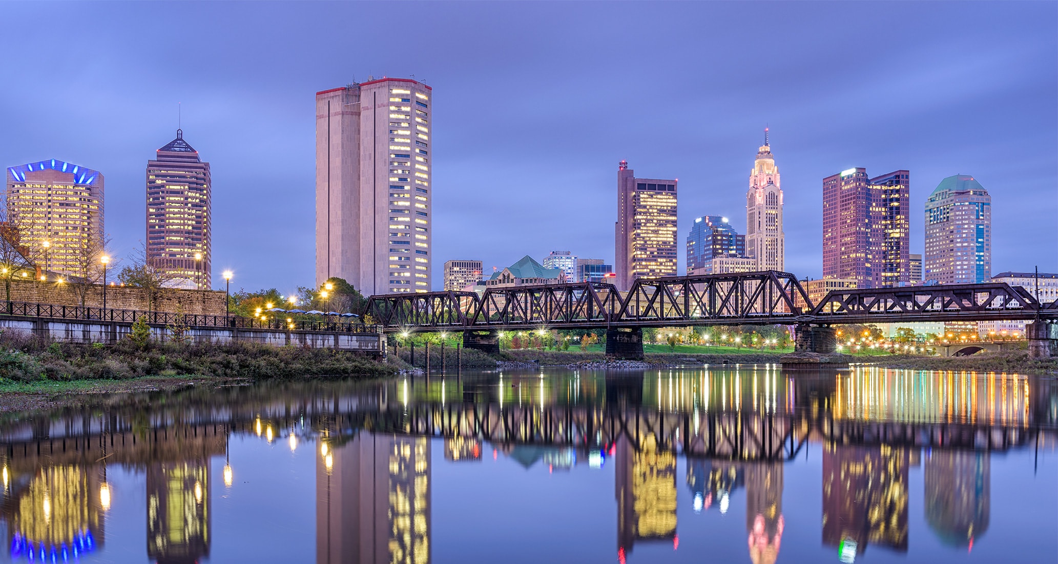 Columbus skyline at night.